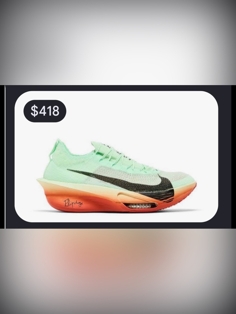 Nike Women's Mint Green & Orange Gradient Zoom AlphaFly
